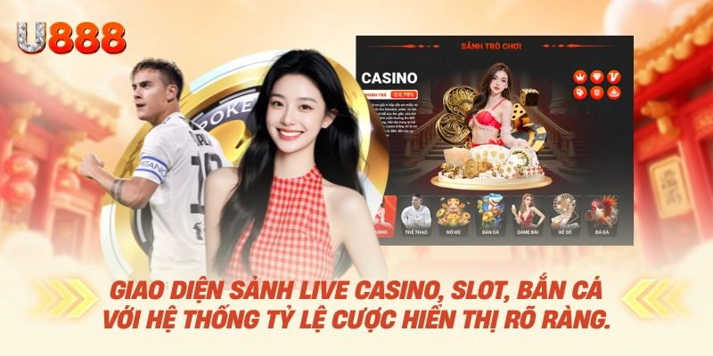 U88 – UU88 Nhà Cái U888.COM Kho Game Đa Dạng, Ưu Đãi Hấp Dẫn 2026 16 Giao diện sảnh Live Casino, slot, bắn cá với hệ thống tỷ lệ cược hiển thị rõ ràng.